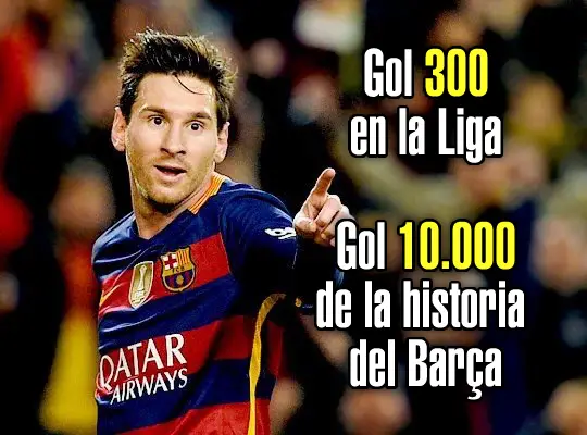 Messi consigue su gol 300 en Liga y el 10.000 de la historia del Barcelona