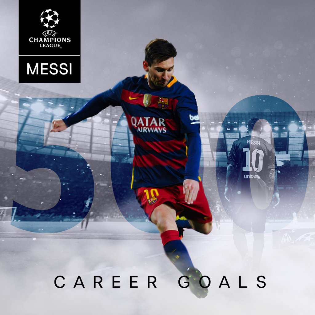 Messi scores his 500th goal in 117 games less than Ronaldo